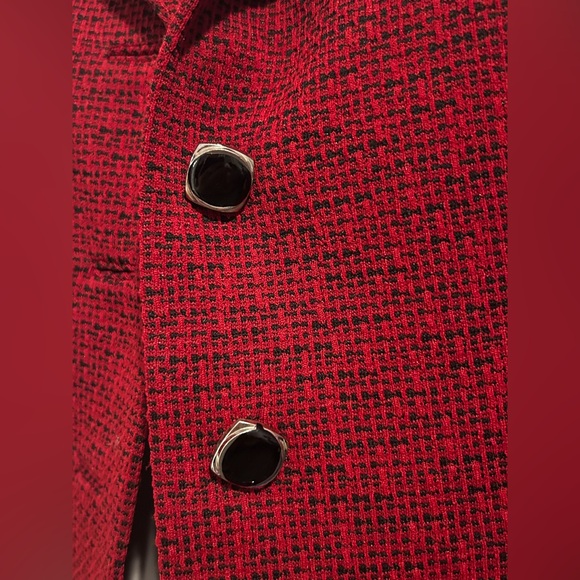 Rare Vintage S Red Tweed Tailored Blazer Clueless Inspired Preppy Academia Corp - Picture 3 of 6